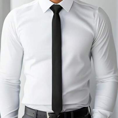 1pc Men's Black 1.9 Inch (5cm) Slim Skinny Tie, Suitable For Weddings, Graduation, Formal And Casual Occasions