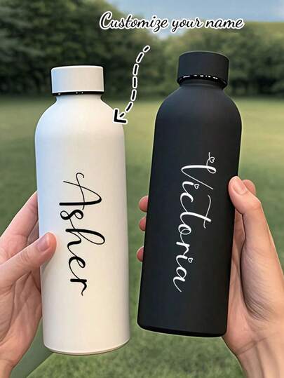 [Customized] 1pc Personalized Water Bottle, Can Customize Birthday Month, Name, Personalized Insulated Water Bottle, Customized Double-Wall Stainless Steel Coffee Cup/Soda Bottle, Sports Insulated Water Bottle, Hot Drink Bottle, Best Gift For Family And Friends, Birthday Gift, Holiday Gift, Suitable For All Seasons