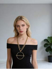 1件时尚个性创意合金项链，简约优雅箭头锁骨链，适合日常休闲佩戴，情人节礼物 - 彩色 - 查看 7