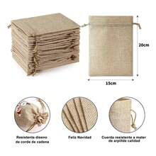 Tendencia50pz Bolsas Costales Yute Con Cordón Dulcero Regalo RecuerdoCalidad premium - Beis - Ver 4