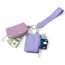 Women's Wrist Lanyard Keychain With Detachable Mini Wallet & Card Holder Pouches, Ideal Christmas Stocking Stuffer Gift For Travel, Everyday Carry, Keys, Cards And Small Essentials - 紫紫 - 查看 2