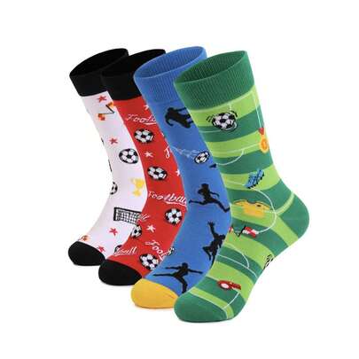 1 Pair Funny Socks For Men Cotton Soccer Socks Set, Football Pattern With Whistle Medal Design Novelty Crew Socks, Teen Boy Christmas Stocking Stuffers & Sports Gifts For Football Lovers