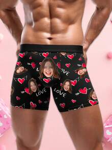 1pc Custom Face Boxers For Men, Personalized Photo Underwear, Custom Face Boxer Briefs, Personalized Boxers For Husband, Custom Face Underwear, Custom Funny Faces Boxers Briefs, Anniversary Gift, Valentine Gift, Birthday Gift, Wedding Gift, Best Friend Gift, Gift For Boyfriend, Gift For Husband, Gift For Him - Black - View 3