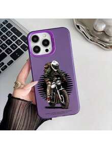 Custodia per telefono da motociclista cool, compatibile con modelli 17, 16, 15, 14, 13, 12 Pro Max, con pulsante in metallo argento elettroplaccato, cover compatibile con i modelli 17 Pro, 17 Pro Max, 17 - Z3 - Visualizzare 8