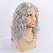 High-Quality Synthetic Wig For Men Medium Length Gray With Water Ripples, Suitable For Daily Wear Or Parties, With Rock Style COS Wig - Multicolor - View 4