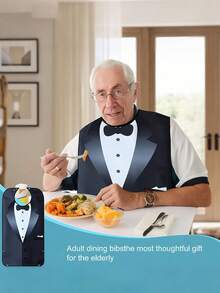 1 Peça Babador Adulto, Babador Adulto de Cozinha, Protetor de Roupa Adulto, Babador Ajustável para Idosos, Babador Adulto Lavável com Pegador de Migalhas, Babador Grande de Alimentação Adulta, Babador Impermeável 3D para Alimentos, Bolso Descartável para Baba, Acessórios, Adequado para Homens e Mulheres, Todas as Estações - Multicolorido - Visão 3