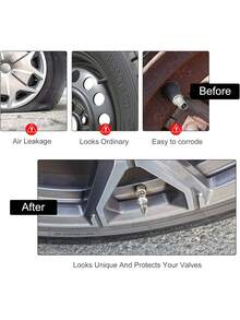 Tapas de válvulas de aleación de aluminio puntiagudas de 45 mm, paquete de 4 tapas de válvulas de ruedas y neumáticos a prueba de polvo, adecuadas para automóviles, SUV, camiones, bicicletas y motocicletas. - plata - Ver 3