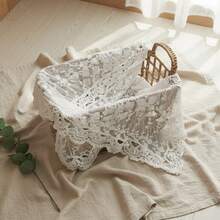 Newborn Baby Hollow Floral Wrap, Newborn Photography Props, Boho Style Lace Embroidered Mesh Blanket, Studio Shooting Accessories - Multicolor - View 6
