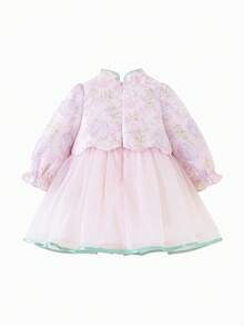 mini bala 2026 Spring Chinese Style Soft & Sweet Baby Girl Dress - Pink - View 6