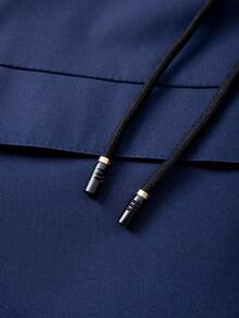 Men's Lightweight Hooded Jacket, Suitable For Spring And Summer - Blue Polyester Outdoor Jacket With Drawstring, Zipper Pockets And Adjustable Cuffs, Perfect For Cycling, Hiking And Casual Wear