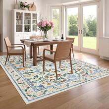 Hodeffior Floral Area Rugs Living Room, Modern Decor Washable Rugs, Foldable Farmhouse Carpet For Kitchen, Non-Slip Indoor Floor Mat For Entrance Hallway - Green - View 2