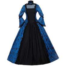 Women's Victorian Dress Ball Gown Vintage Medieval Dress Renaissance Costume Gothic Lace Ball Gown - 藍色 - 查看 12