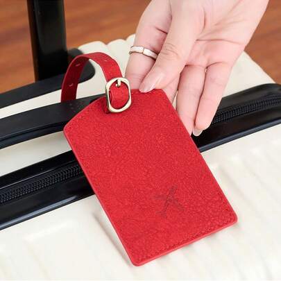 Portable Baggage Tag Waterproof Scratch-Resistant Travel Suitcase Label-Red