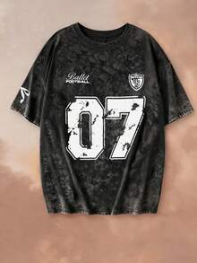 夏季新款简约时尚设计 07 印花扎染圆领短袖T恤，百搭休闲女装 - 黑色 - 查看 6