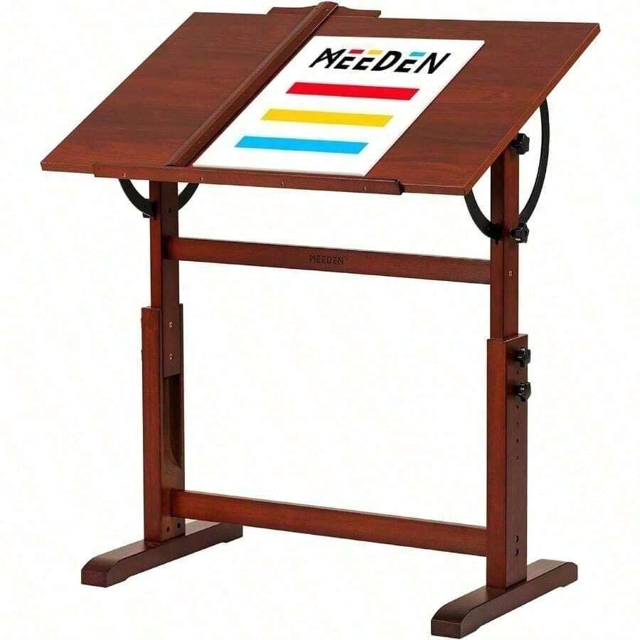 MEEDEN Mesa de dibujo de madera clásico: 35.5 x 23.5 pulgadas mesa de dibujo de artista con altura ajustable y mesa inclinable computadora de pintura de estudio para escribir lectura bocetos - Multicolor - Ver 1