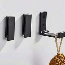 节省空间的重型可折叠衣钩 - 采用防锈铝合金制成，壁挂式，适合悬挂外套、毛巾、帽子和其他物品 - 黑色 - 查看 4