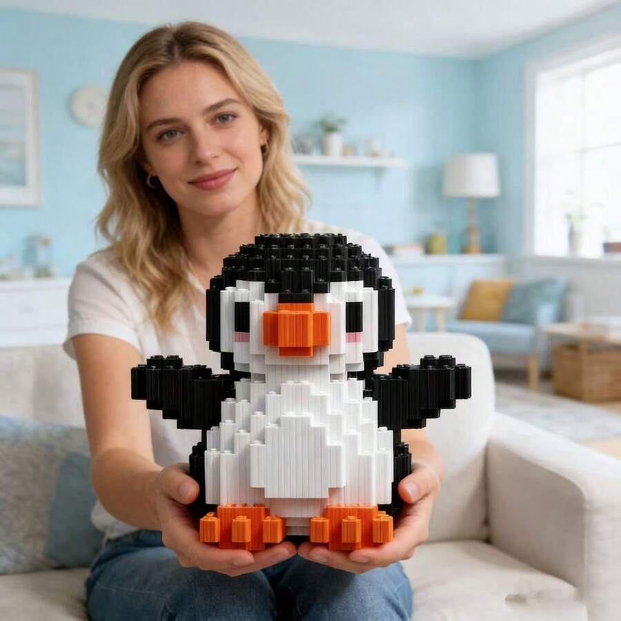 1460pcs Penguin Building Blocks Toy - High Difficulty Assembly Puzzle - Handmade DIY Building Blocks Decor - Interlocking Clips - Christmas Gift - Halloween Gift - Birthday Gift - Model - View 1