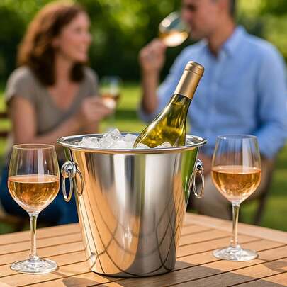 5 Litre Polished Stainless Steel Champagne & Wine Ice Bucket – Durable Double-Wall Drinks Cooler With Carry Handles