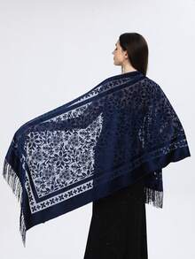 1 chiếc khăn choàng nữ màu trơn bằng nhung dệt jacquard họa tiết lá, có tua rua, kiểu dáng thời trang và thanh lịch, phù hợp cho mặc hàng ngày, dự tiệc và mọi mùa. - nhiều màu - Xem 14