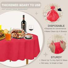 D&Z Plastic Table Cloth Disposable, 12 Pack Red Round Tablecloth Individually Wrapped For Indoor&Outdoor, 84 Inch Table Cover For Party, Picnic, Birthday, Wedding & Dinner - Red - View 4