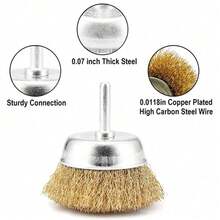 27PCS Rotary Wire Brush Cleaning Wheel Cup Brush Drill Attachment Bit Set Tool - Gold - View 3