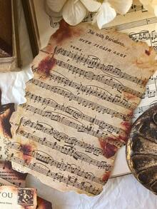 1 Pack Of 30pcs Asymmetrical Vintage Burnt Edge Handwritten English Letter, Music Score, Ticket, Scrapbooking Decoration Material - Multicolor - View 5