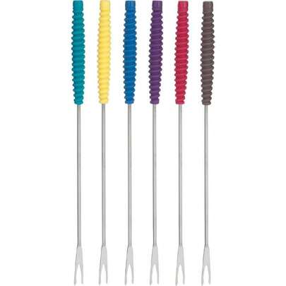0823303 0823303 Juego de 6 tenedores con asas de silicona para fondue de carnes, 6 unidades,37327683