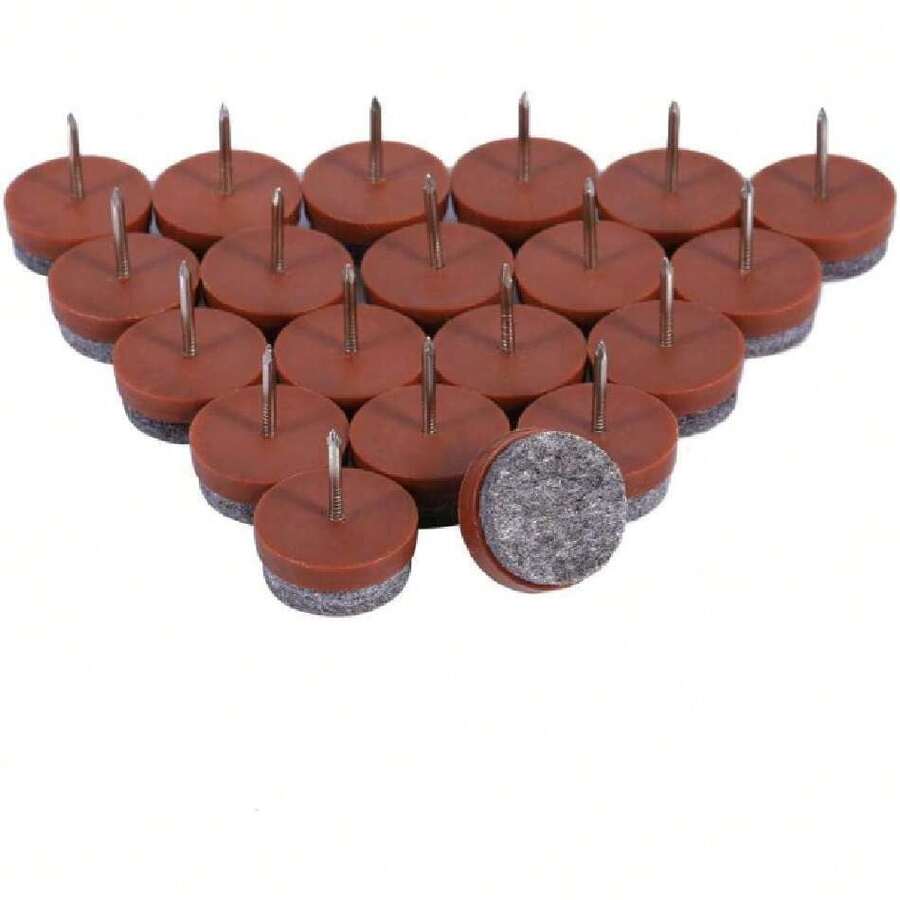 20 piezas de fieltro para pies, almohadilla para uñas, 24 Mm, muebles para clavar, mesa, silla, patas, protectores de suelo, almohadilla de fieltro, diapositiva, 2 colores(marrón),37333879 - Multicolor - Ver 1