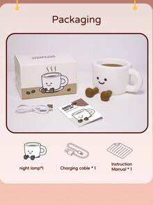 Lámpara de noche con diseño de taza de café linda - Lámpara con 3 niveles de brillo y control táctil de 7 colores, lámpara de silicona con temporizador de 30 min, recargable por USB - Iluminación y diseño suaves, adecuado para habitación, regalo creativo - Multicolor - Ver 7