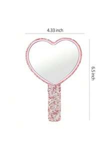 1个镶钻雕刻手持镜，水滴形，饰有闪亮水钻，ABS手柄，时尚化妆镜，公主风，适合补妆、家居装饰、返校房间装饰、学习用品 - 彩色 - 查看 18