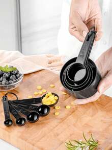 A Set Of 10-Piece Kitchen Measuring Cups And Spoons Set, Stackable Measuring Cups And Spoons, Cooking And Baking Kitchen Tools, Suitable For Halloween, Christmas, Thanksgiving, Kitchen, Dining Room, Outdoor, Baking, Measuring Cups, Kitchen Accessories And Other Supplies.