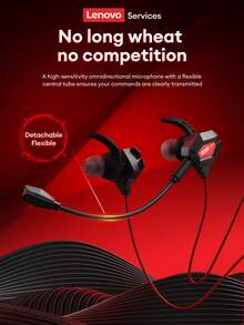 Lenovo Y109 Wired Gaming Headset With Microphone, Type-C & 3.5mm Interface, Suitable For Smartphones, Computers, E-Sports Gaming, Intelligent Noise Cancellation, Compatible With Android & IOS Devices - Black and Red - View 1