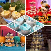 50 Pack 4" Mini Metallic Gold Butterfly Truffle Cup Dessert Liners Square Cupcake Tray Wrappers 225GSM Party Baking Supplies - 藍色 - 查看 5