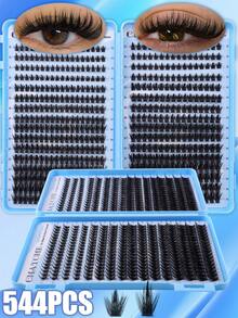 CMAYOME 384/512/544对睫毛套装，10-16mm混合密度睫毛工具套装，新款10-16mm猫眼D卷睫毛，DIY自然妆容睫毛嫁接套装，超柔软轻盈睫毛嫁接套装，睫毛胶水套装，适合日常使用、婚礼、约会、派对、音乐节、万圣节、簇状睫毛、单根睫毛、专业假睫毛妆容 - 彩色 - 查看 16