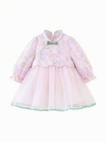 mini bala 2026 Spring Chinese Style Soft & Sweet Baby Girl Dress - Pink - View 5