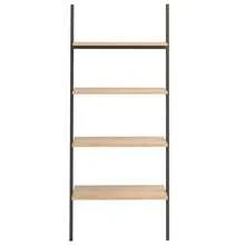 Larryhot Estantería inclinada 4 baldas marrón claro negro 64x34x150,5 cm, Fácil de montar, elegante y hermoso, y conveniente para almacenar artículos, es una opción ideal para el almacenamiento y la decoración del hogar. - Marrón - Ver 3