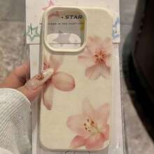 1个白色哑光极简镜头保护手机壳，饰有可爱的兰花图案，兼容 17 Air/16 Pro Max/16 Pro/16 Plus/16/15/14/13/12/11/XSM/XS/XR/7/8 - 彩色 - 查看 3