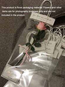 花卉礼品卡，方形贺卡创意花卉包装袋，手提花袋，适用于情人节鲜花、周年纪念派对礼物、婚礼花束包装、情人节装饰、礼品、女士礼物、派对礼品袋 - 彩色 - 查看 9