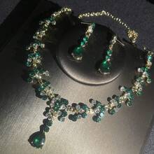 1 Set Bridal Party Banquet Accessories, Fashionable Luxury Sparkling Rhinestone Jewelry Set - Necklace, Earrings, 3pcs - Jewelry Set - View 12