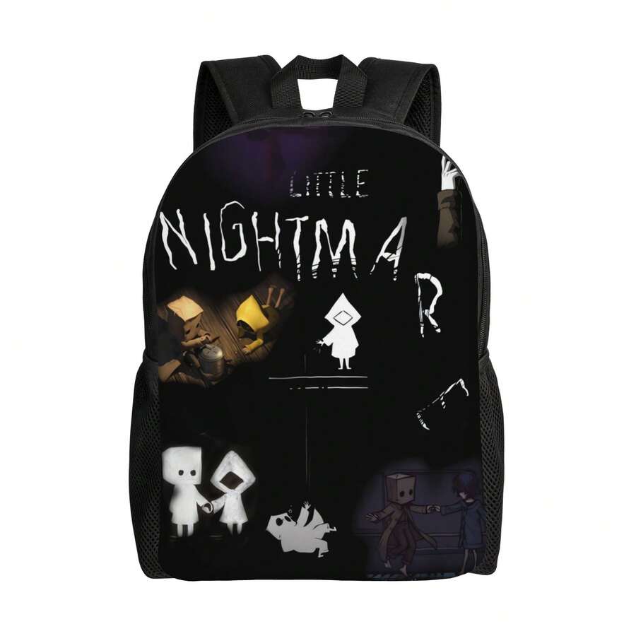 <Nightmare Before Christmas> Backpack - Simple Single Layer Student Bag With 'Nightmare Before Christmas' Character Pattern, Lightweight Daily Backpack Suitable For University, Travel, Work - Easy To Clean Backpack For Teenagers And Adults (Black/White Design) - Compatible With 'Nightmare Before Christmas' Fans, Student Backpack, University Essentials, Fun Design, Durable Shoulder Straps, Daily Commuting,  Accessories, Sturdy Structure, Teen Accessories, Men's Backpack, Men's Backpack, Travel Backpack, Men's High-Quality Backpack, Premium Men's - 混合 - 查看 1