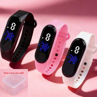 1pc Women's Fashionable Digital Sports Electronic Watch With Adjustable Silicone Strap - Luminous, Oval Display, Ideal Gift Choice For Christmas, Birthday, Comes With Gift Box