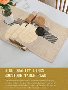 1pc Bohemian Style Linen-Like Table Runner, Modern Dining Table Mat, Rectangular Tablecloth, Washable, Suitable For Kitchen, Dining Table, Party, Wedding Decoration, Entryway, Home Gathering, Coffee Table, Living Room - Brown - View 8