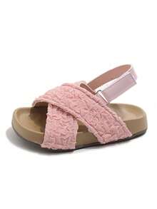 Girls' Soft Bottom Beach Sandals, Hook And Loop Design, Flat Casual Sandals, Fashion For Spring/Summer, Suitable For Girls, Beach & Resort - Pink - View 14