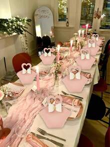 4个心形蝴蝶结手提袋，礼品包装用品，纪念品包装，糖果包装，婚礼礼品袋，适用于婚礼、主题派对、家庭聚会、节日、生日派对等场合。 - 彩色 - 查看 4