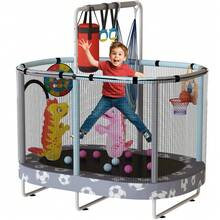 LAMERGE Oval Trampoline, Trampoline, Outdoor Equipment Trampoline, Trampoline, Suitable For Indoor And Outdoor Use As Home Furniture, Christmas Trampoline, Birthday Gift - Light Grey - View 11