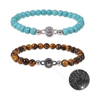 1pc "I Love You" In 100 Languages Projection Beaded Bracelet - Bohemian Style, Ideal Gift For Couples And Mother's Day, Daily Accessory, Boho Beaded Bracelet