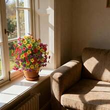 21 Inch Artificial Flower Outdoor Decor, Multi-Color Garden Stakes For Yard & Lawn, All Season Decoration