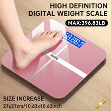 Weight Scale Electronic Scale, 396 Pound Digital Bathroom Scale, High-Precision Weight Scale With LCD High-Definition Display And Temperature Display (Switchable Between KG And Scale), Ultra Wide Platform, High-Precision Electronic Weighing - Pink - View 1