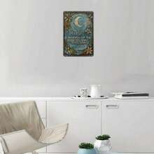 Vintage Crescent Moon Wall Art 8x12 Inch Retro Metal Sign With Floral Quote Rustic Home Decor For Bar Cafe Garage Mindful Energy - 彩色 - 查看 8