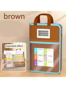 1个多色大容量文件袋，便携式手持收纳袋，教科书收纳袋，多用途，文具办公用品收纳，耐用网布，适合办公及学校用品，开学季必备 - 彩色 - 查看 14